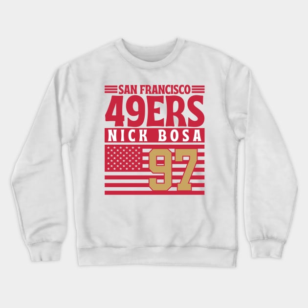 San Francisco 49ERS Bosa 97 American Flag Football Crewneck Sweatshirt by Astronaut.co